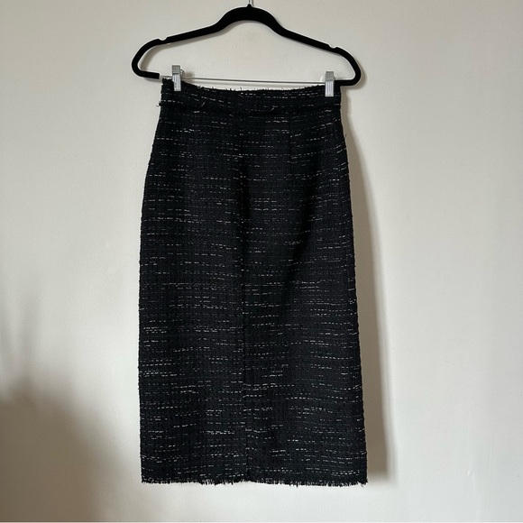 Zara Tweed Textured Buttoned Pencil Skirt In Black Size M - Picture 4 of 9